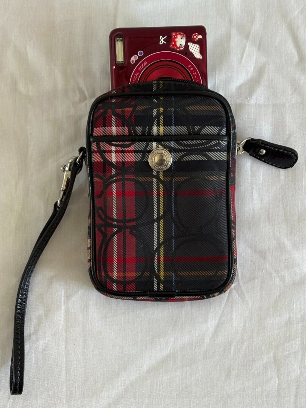 Rare Coach Poppy Tartan Plaid Demi Clutch Wristlet